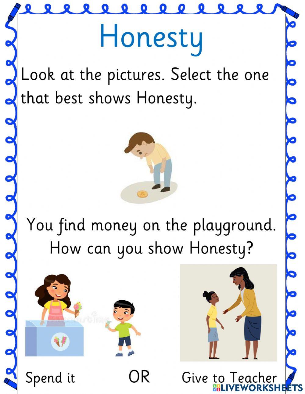 Honesty 1494261 nsooklal LiveWorksheets