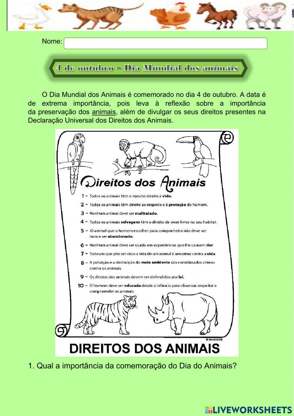 Dia Mundial dos Animais