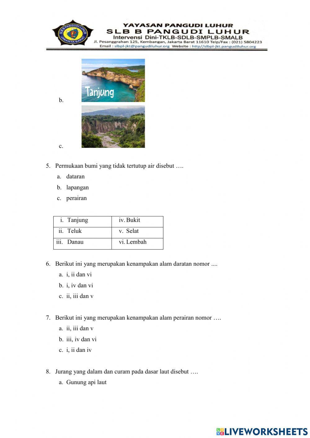 Latihan Ulangan IPA-Kenampakan Alam dan Jenis Benda