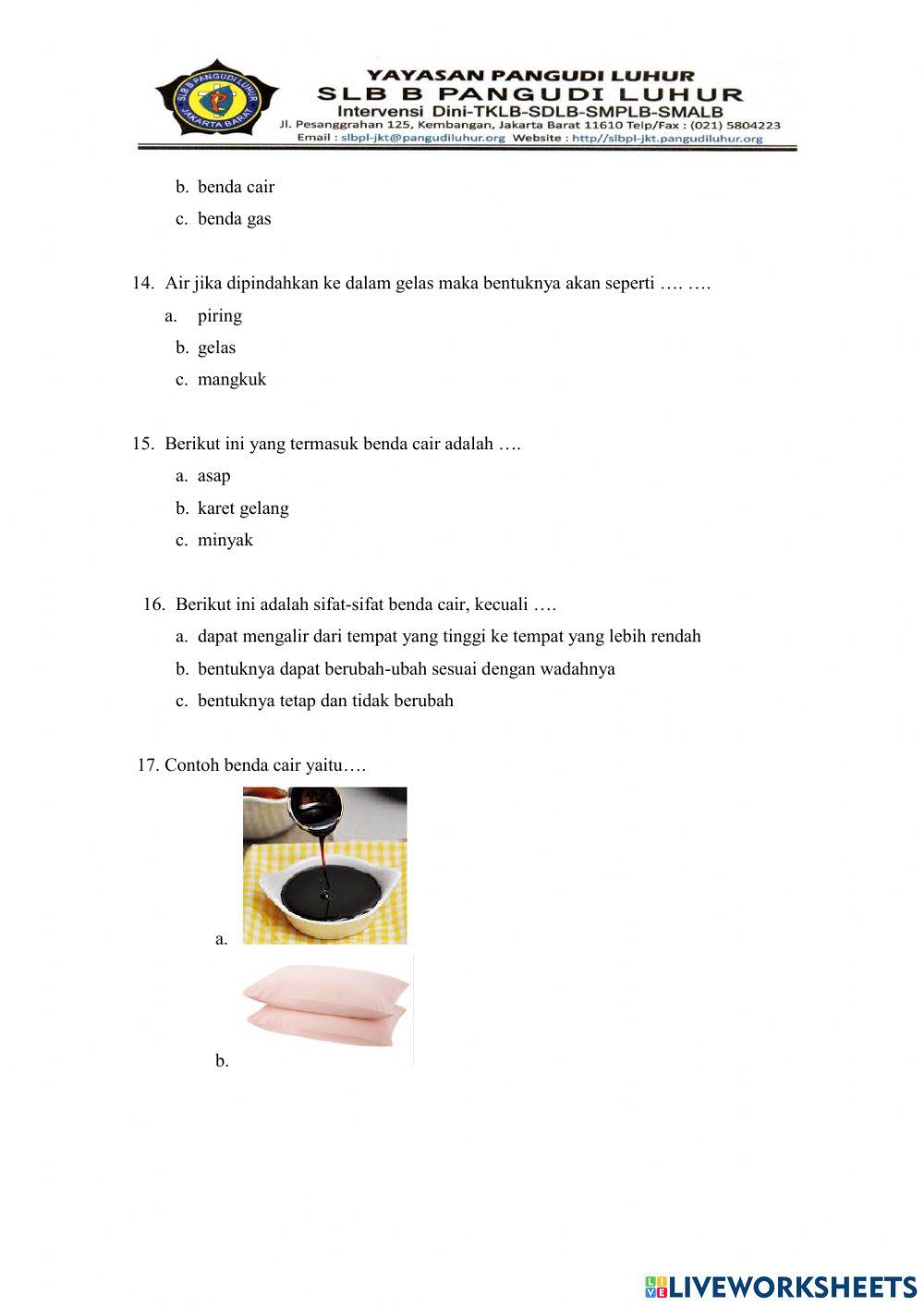 Latihan Ulangan IPA-Kenampakan Alam dan Jenis Benda