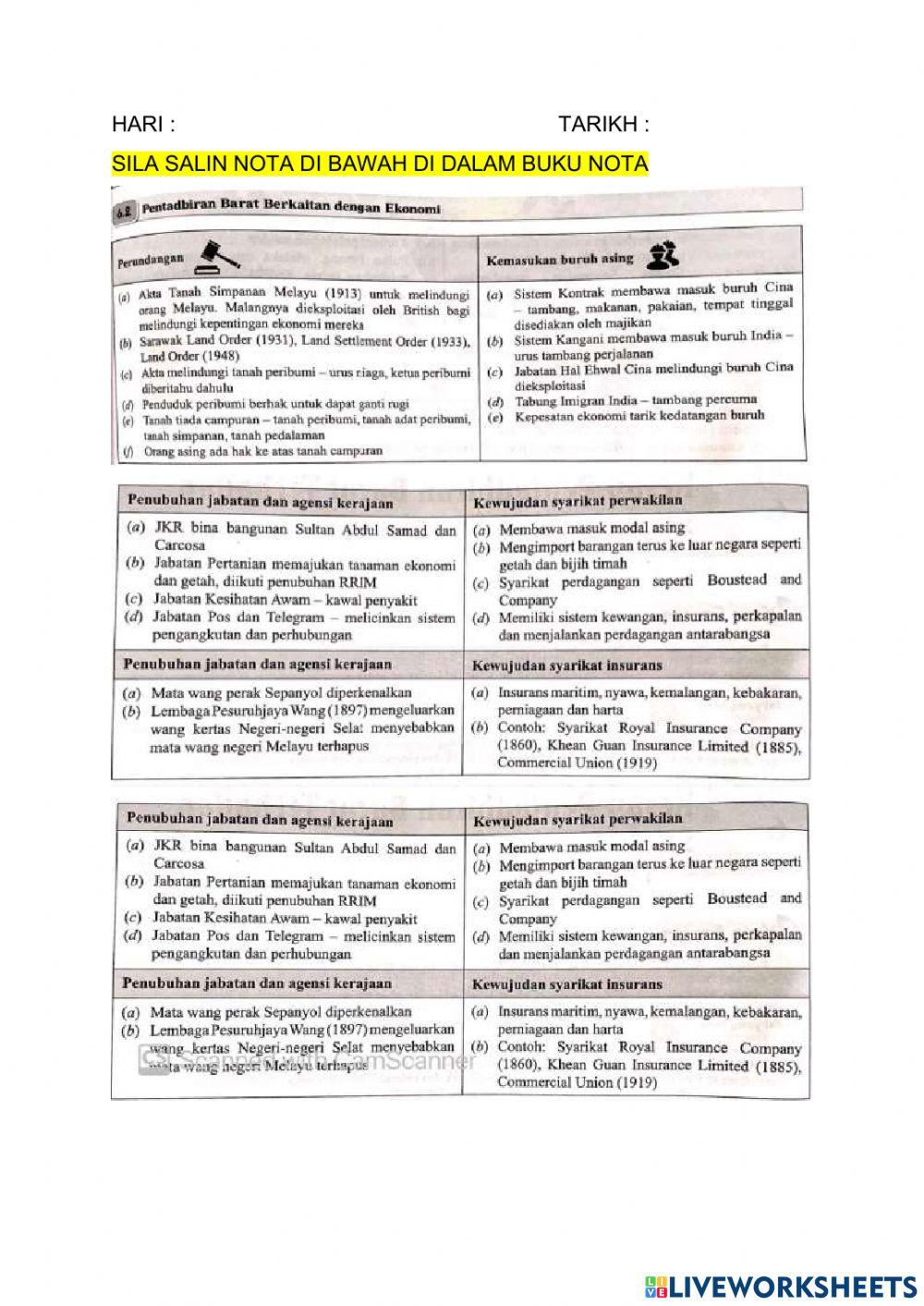 Bab 6 : Kesan Pentadbiran Barat Terhadap Ekonomi dan Sosial