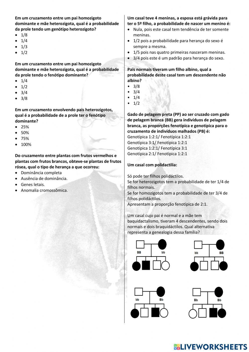 Revisão genética 1ª Lei de Mendel
