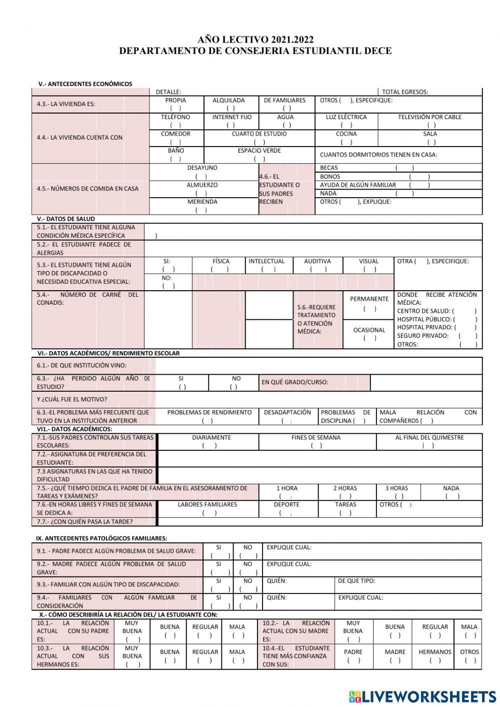 Ficha Acumulativa Sexto Año