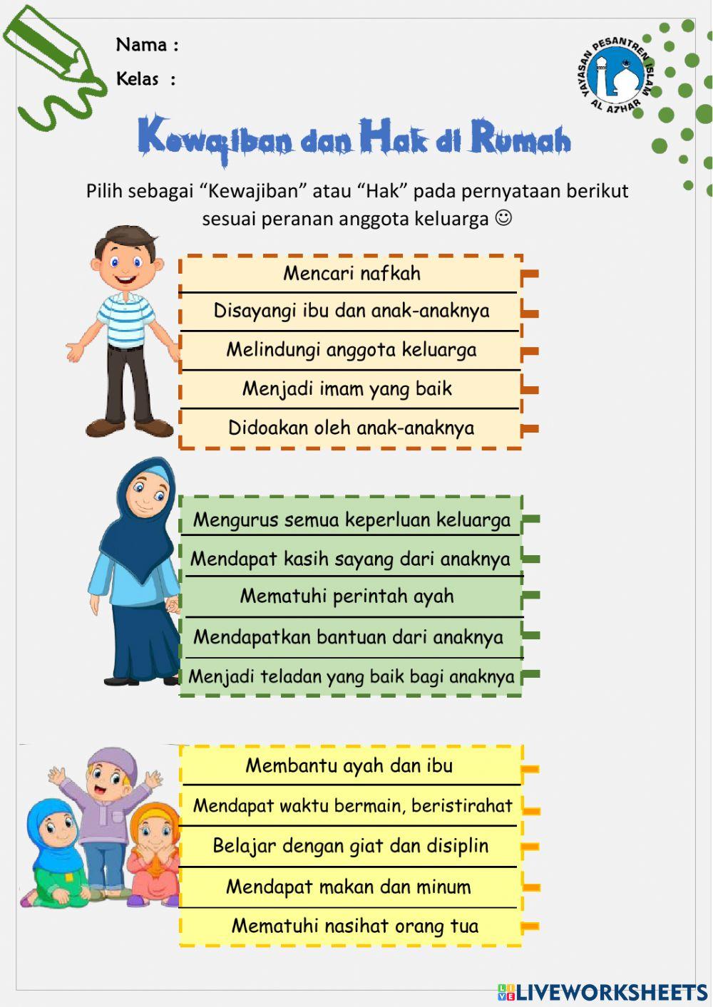 Worksheet PKN : Kewajiban dan Hak Anggota Keluarga