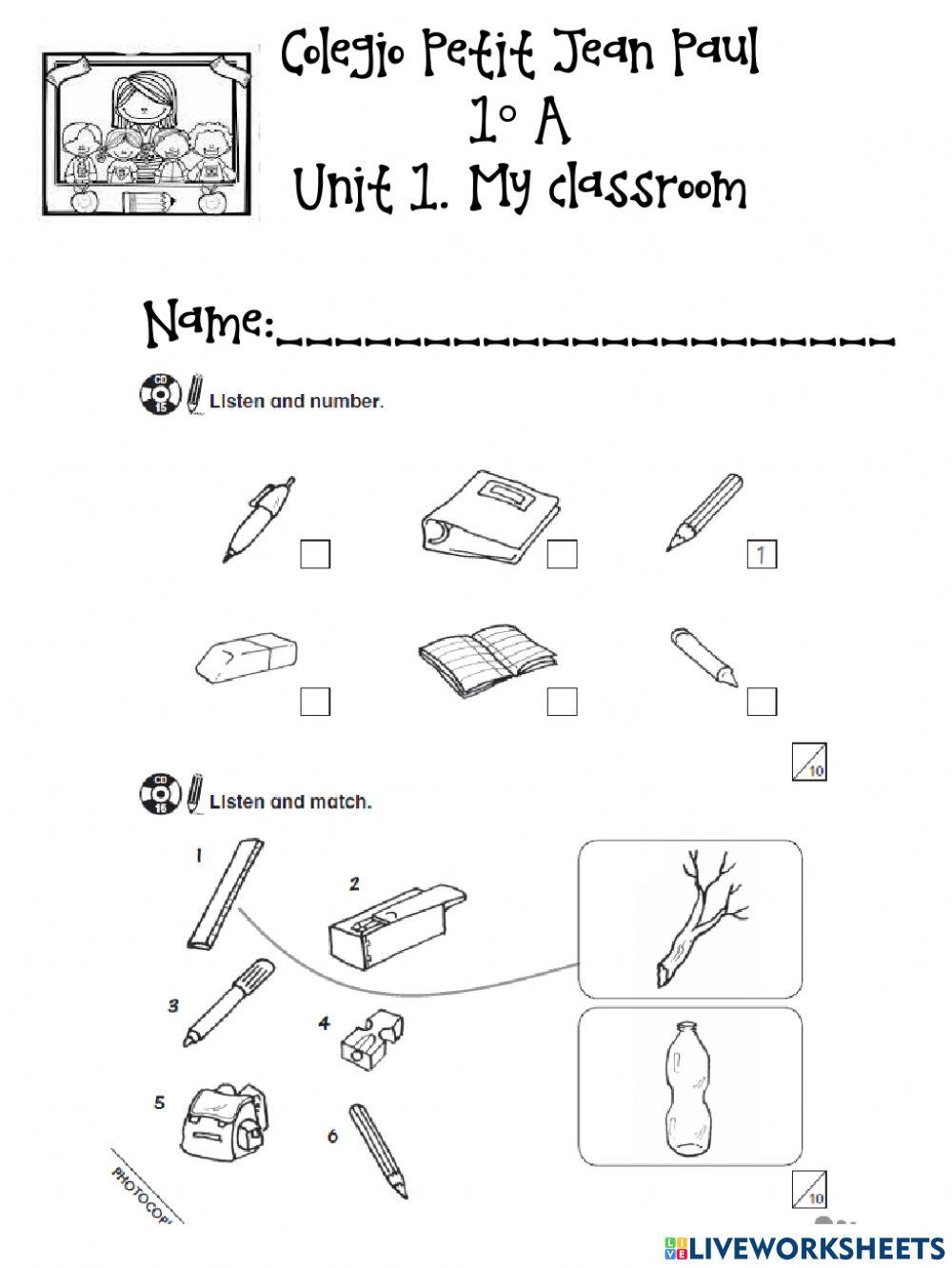 Unit 1. My Classroom - Review