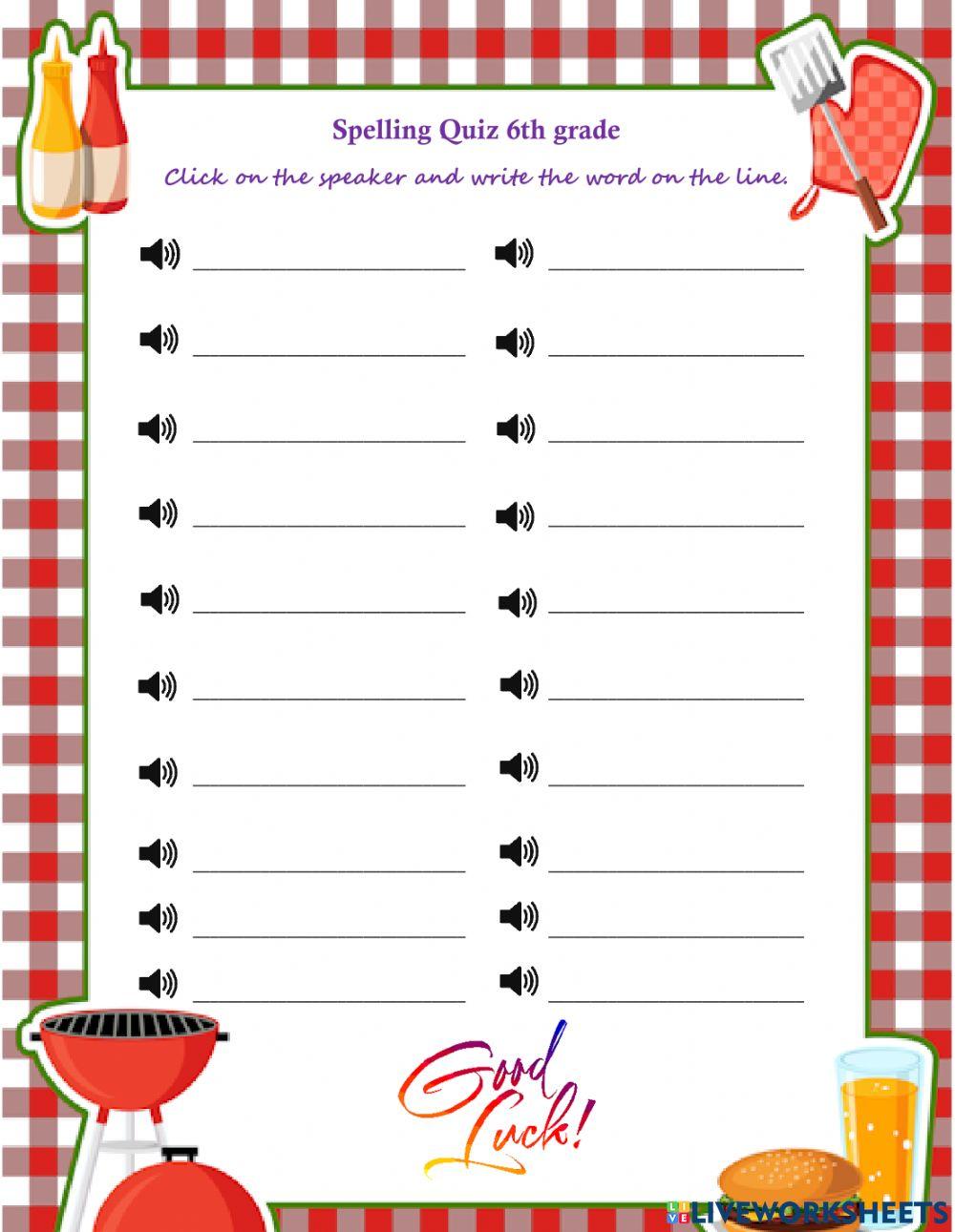 Spelling for contest worksheet | Live Worksheets