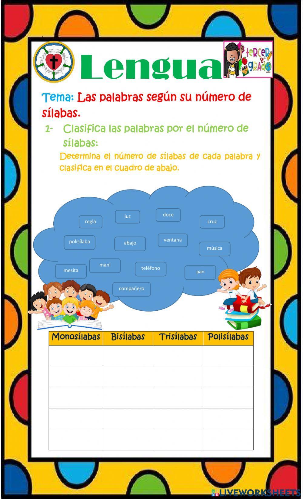 Las palabras según su número de sílabas