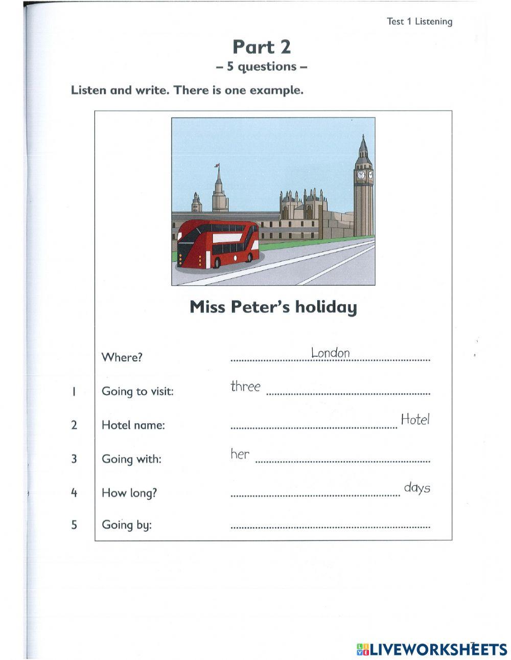 Flyers Listening Test 1