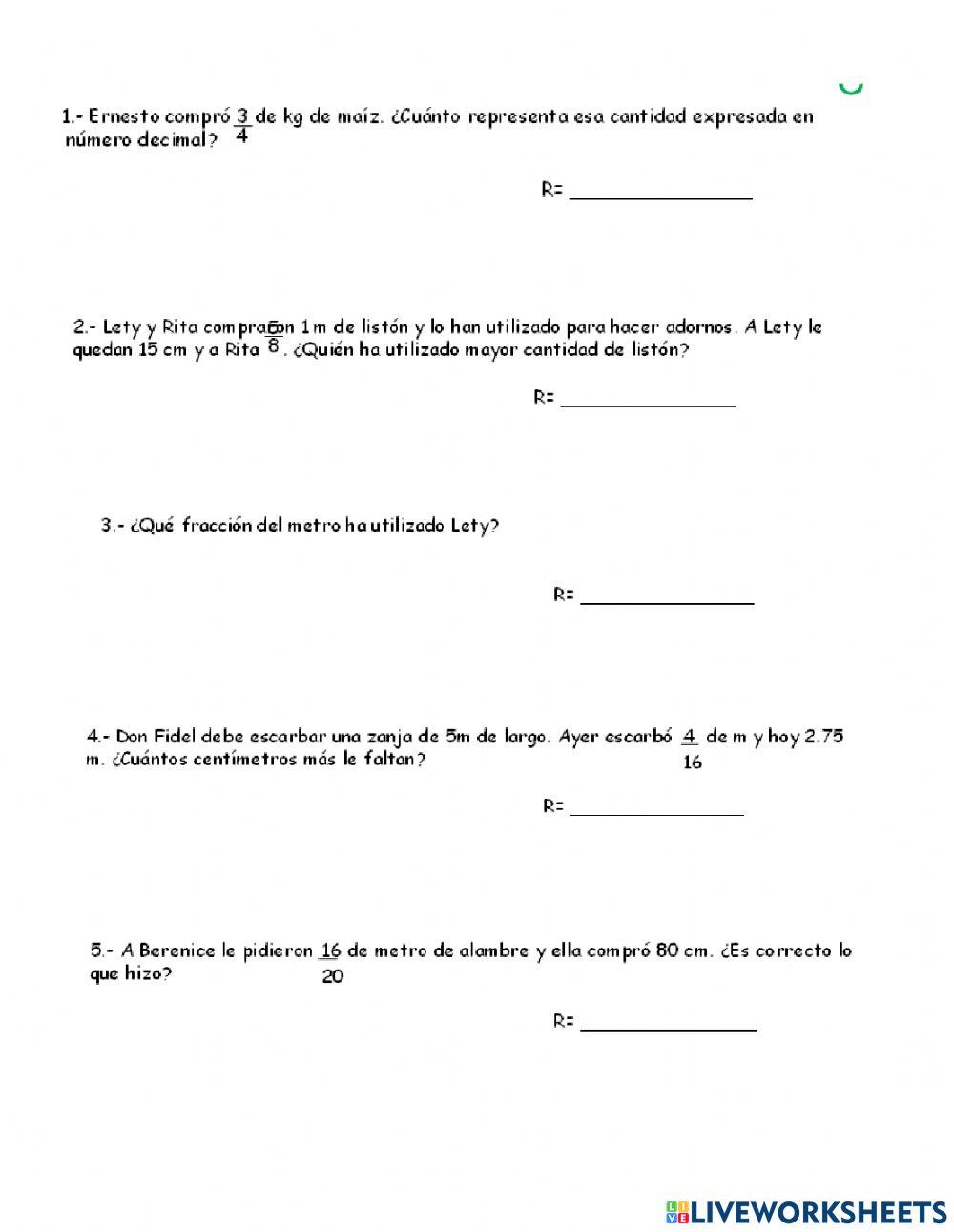 Operaciones con naturales, decimales y fracciones