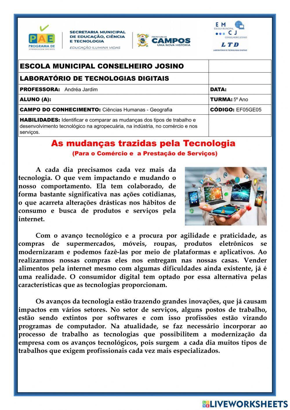 Mudanças trazidas pela Tecnologia