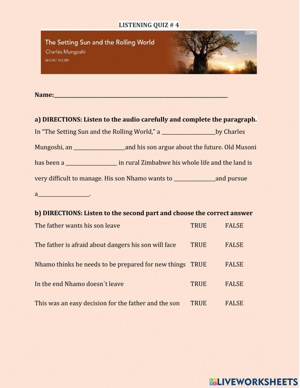 The Setting Sun and the Rolling World