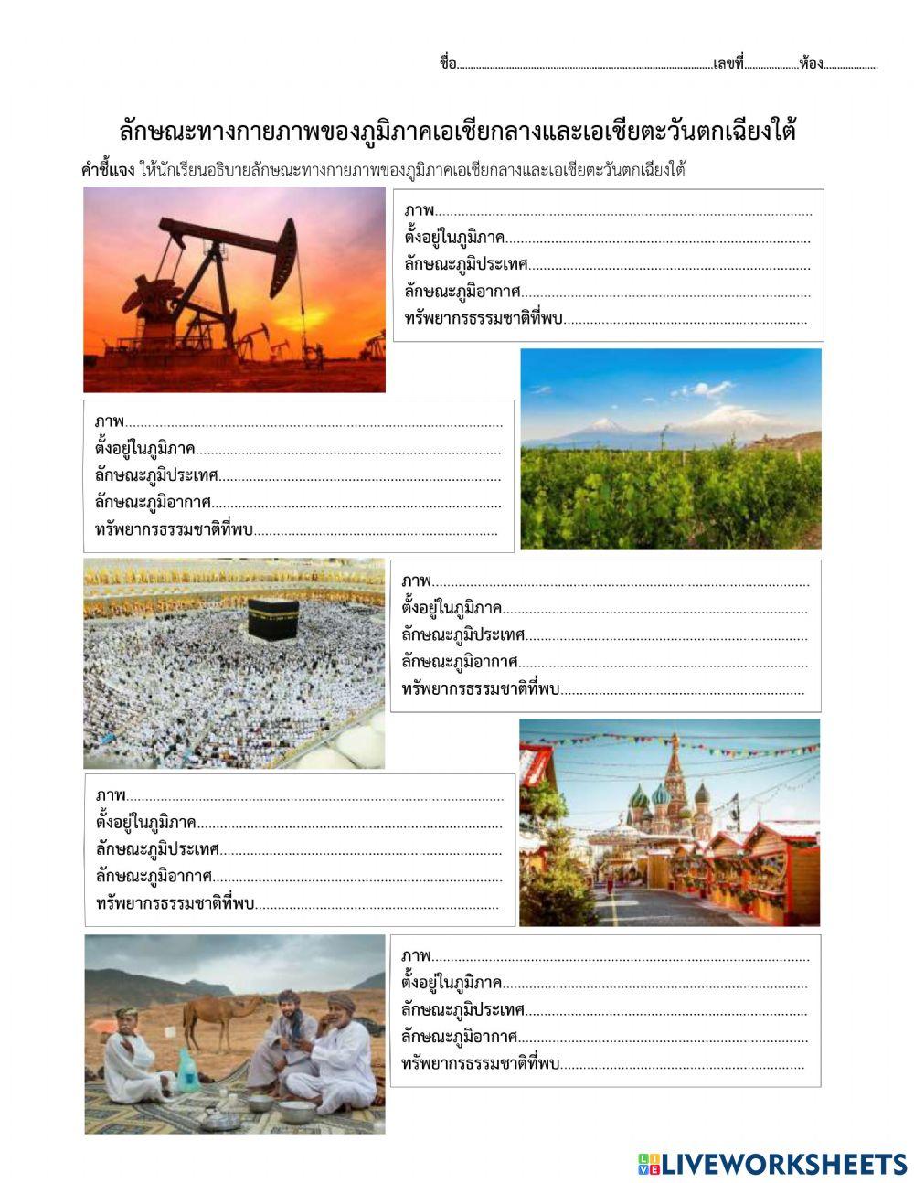 ลักษณะทางกายภาพของภูมิภาคเอเชียกลางและเอเชียตะวันตกเฉียงใต้