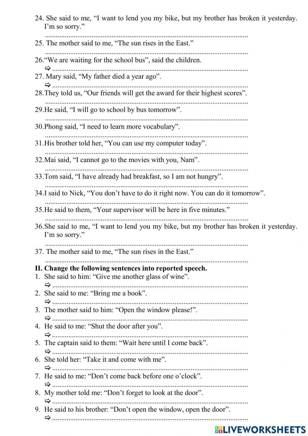 Reported Speech Dễ