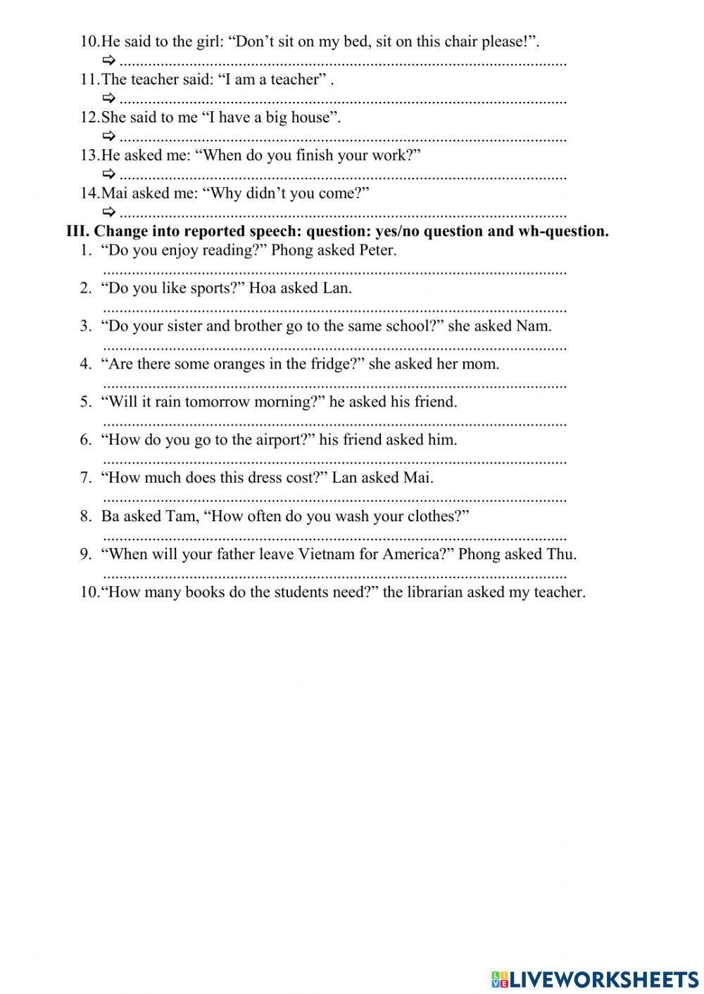 Reported Speech Dễ