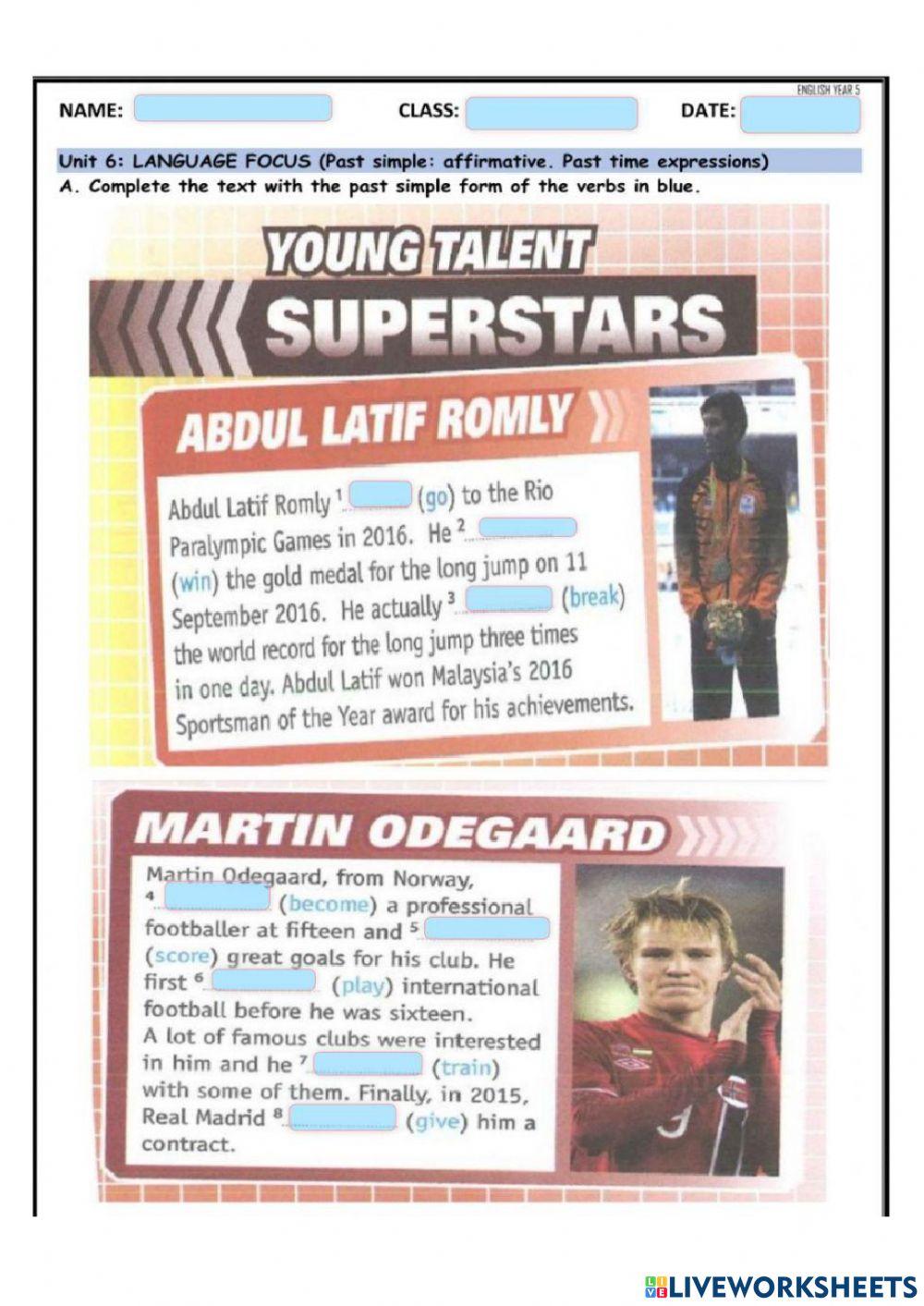 Unit 6 sports page 67