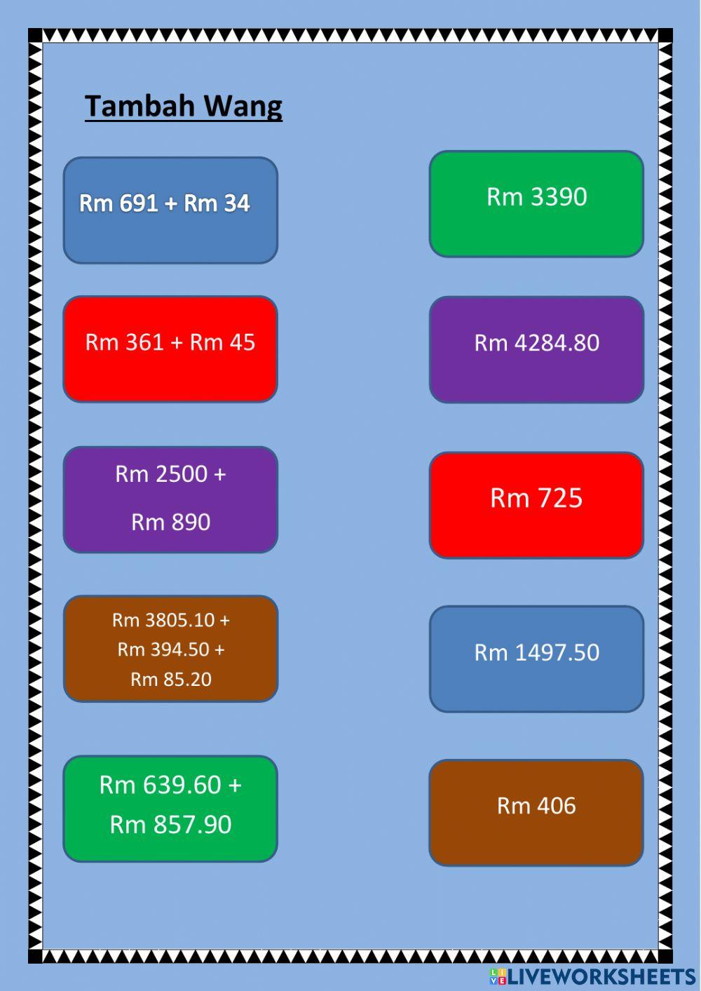 Matematik Tahun 3 (Tambah Wang)