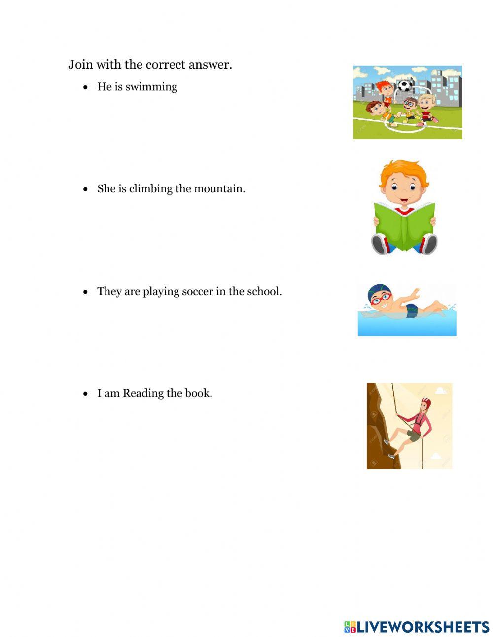 Affirmative sentences (present continuo)