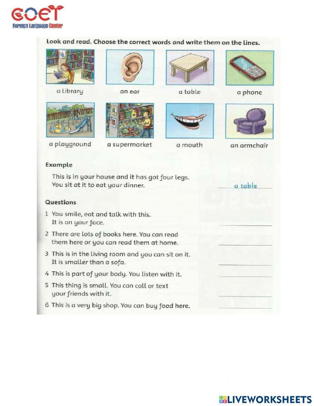 Pre movers practice test 1