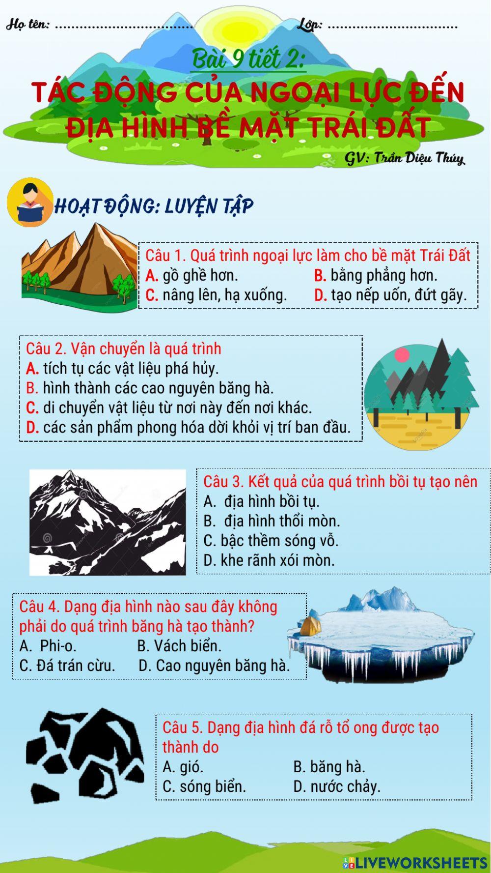 Tác động của ngoại lực đến địa hình Bề mặt Trái Đất