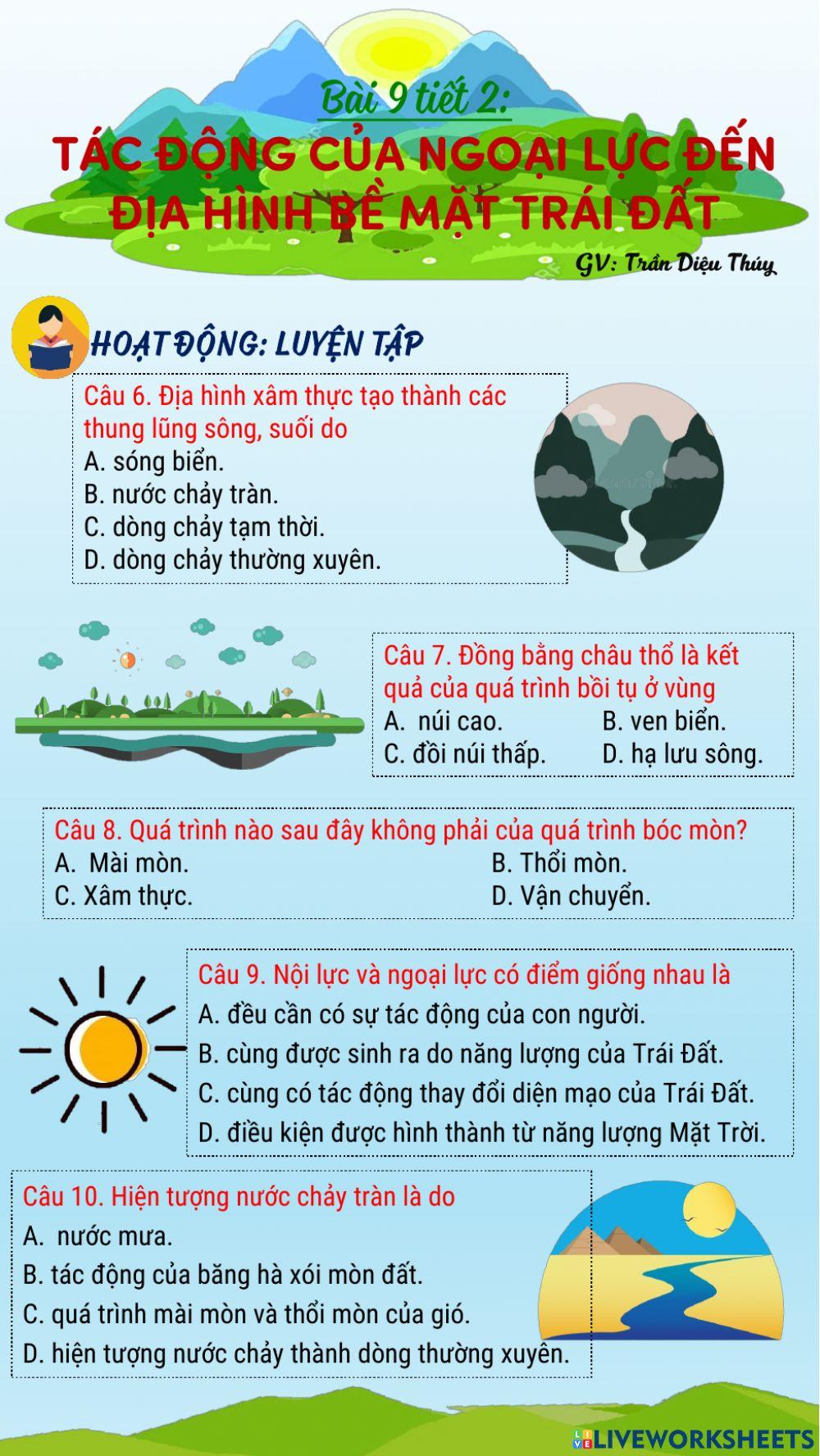 Tác động của ngoại lực đến địa hình Bề mặt Trái Đất