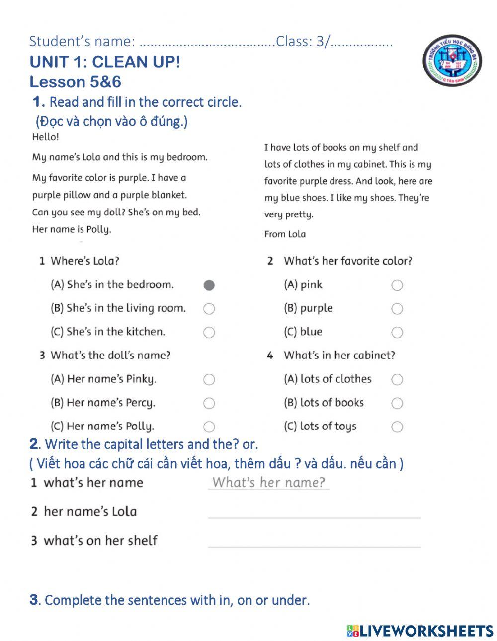 FF3. UNIT1. LESSon 5 & 6