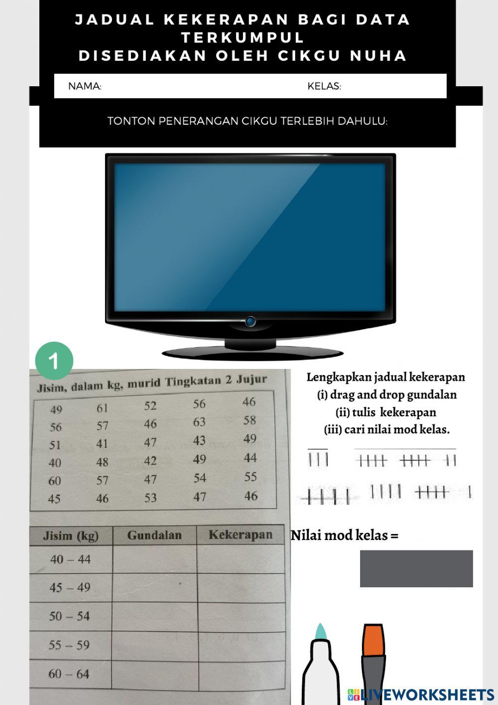Bab 12.1.3: jadual kekerapan bagi data terkumpul