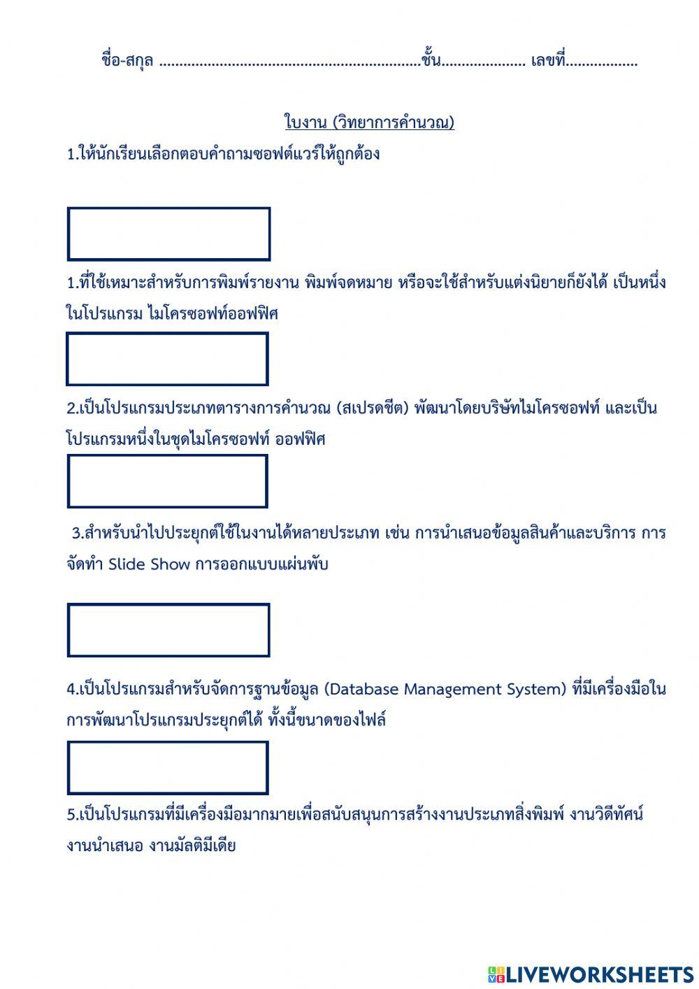 ใบงานซอฟแวร์