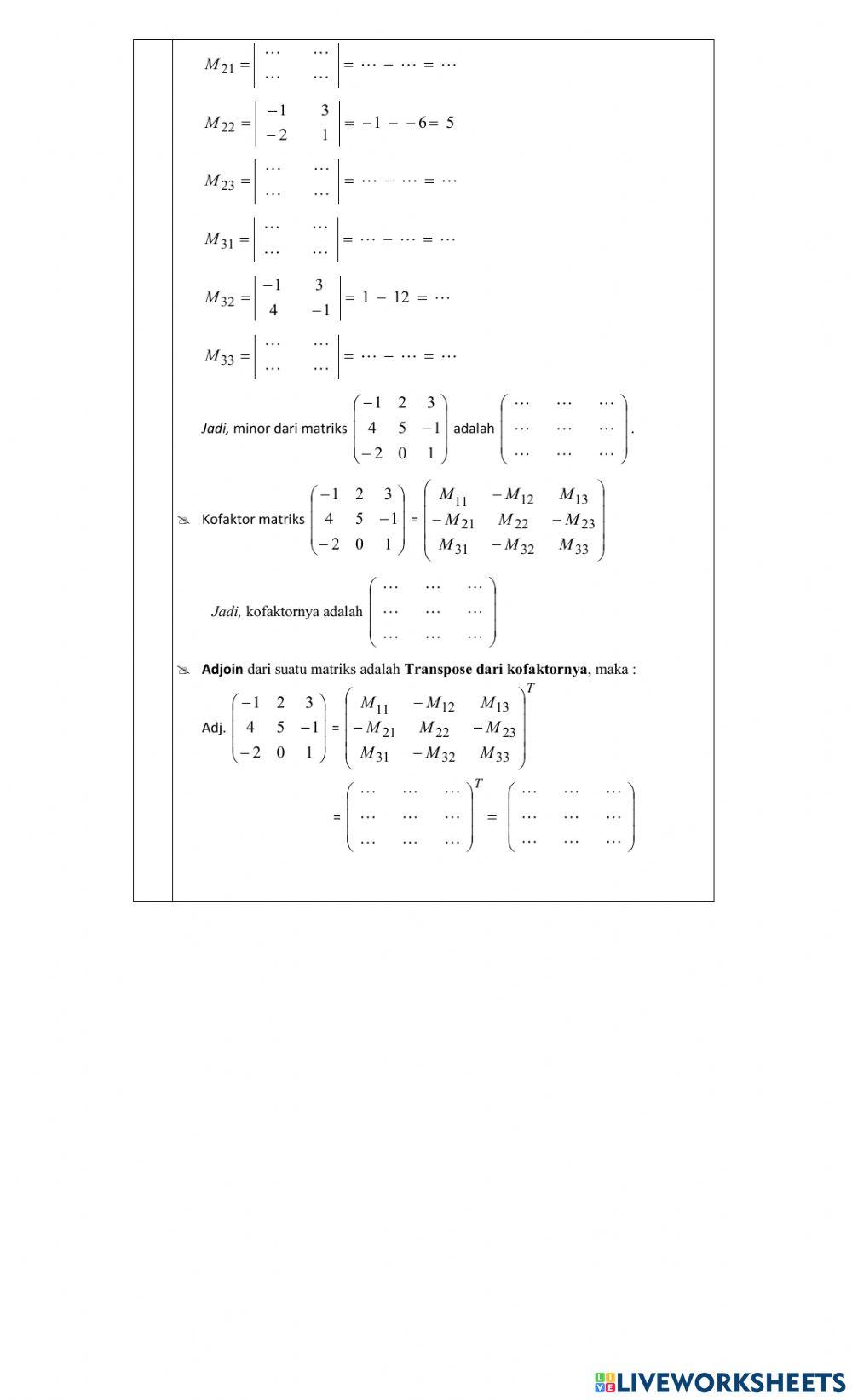 LKPD Determinan Matriks Ordo 2 dan 3