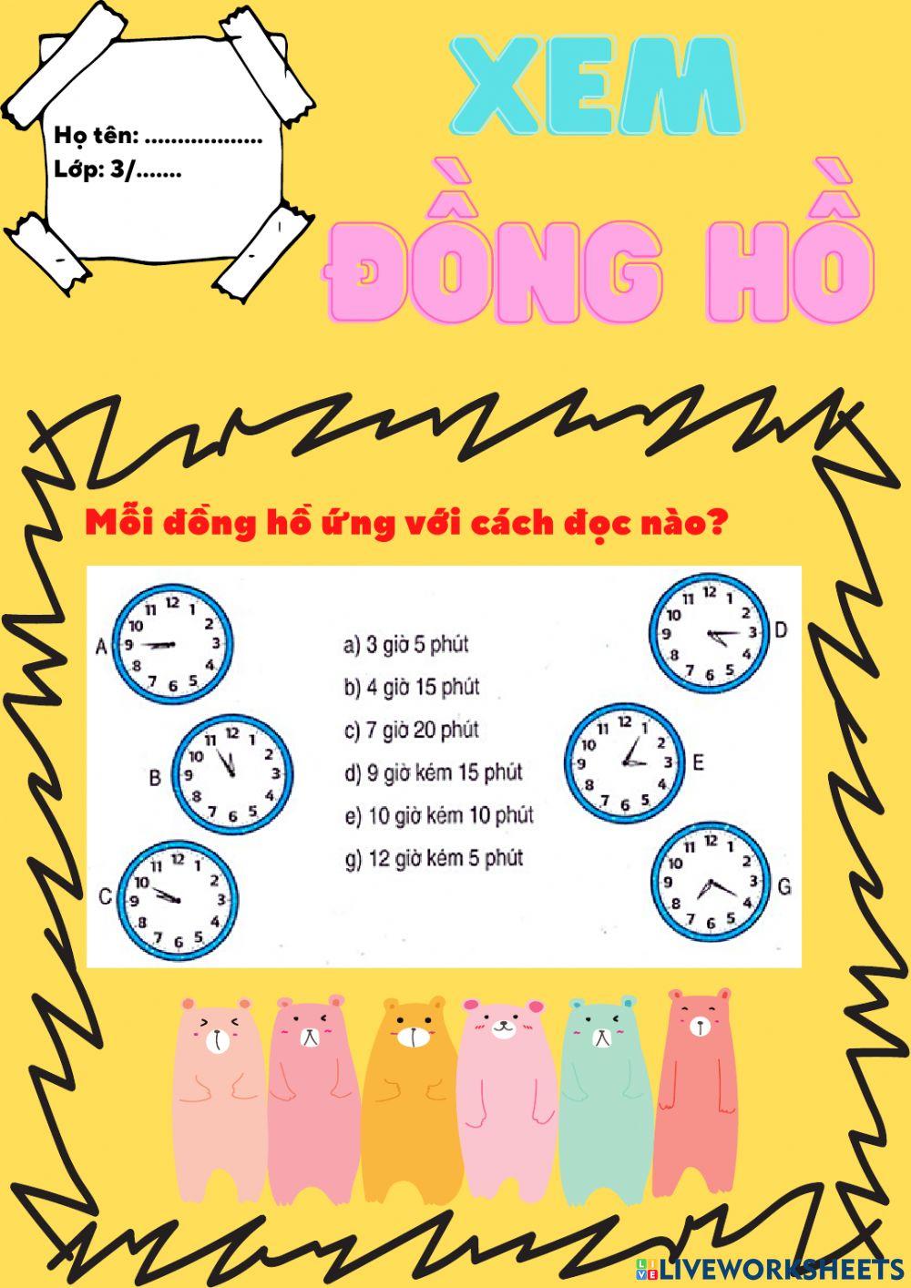 Xem đồng hồ (tt) Tuần 3