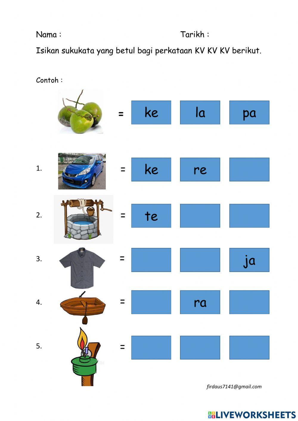Cerakinkan perkataan KV KV KV
