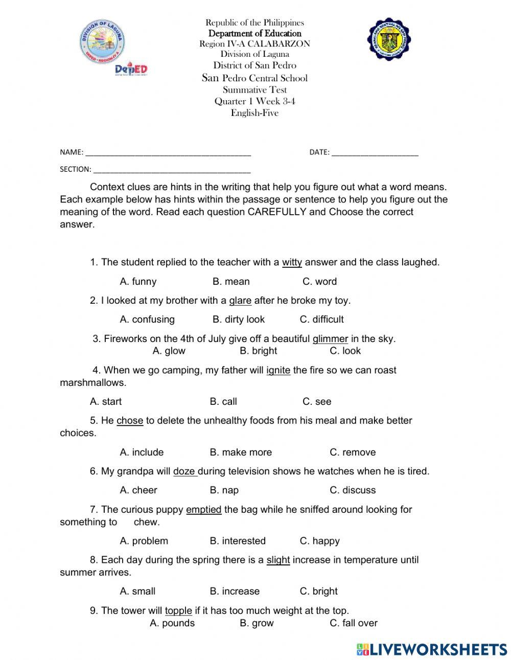 Q1 W3-4 Summative Test in English