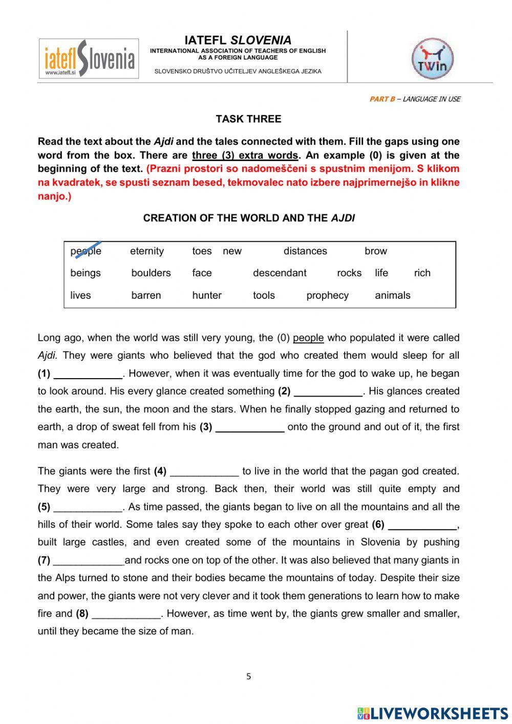 Šolsko tekmovanje - 8. razred