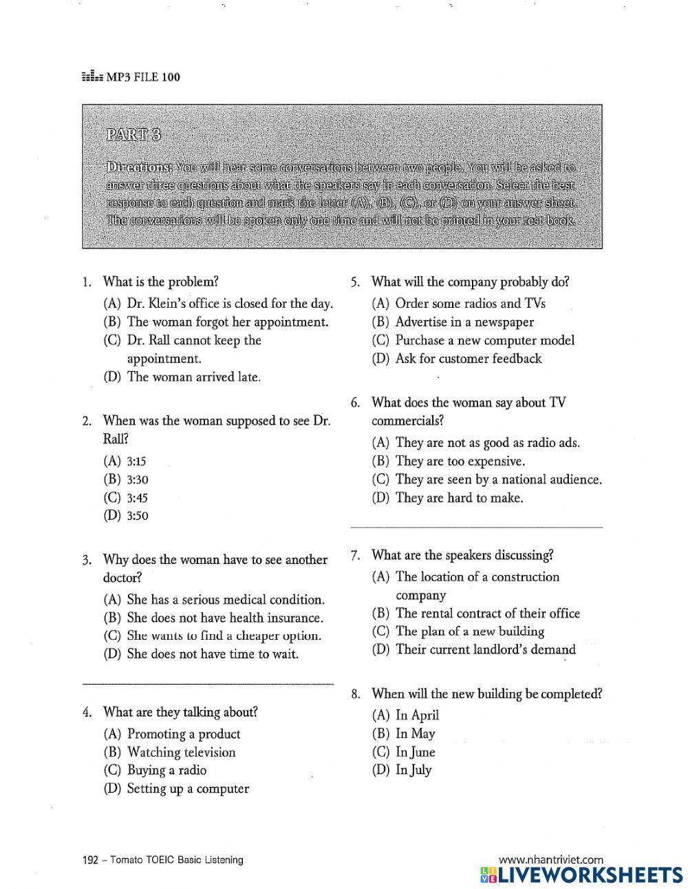 Review test listening part 3