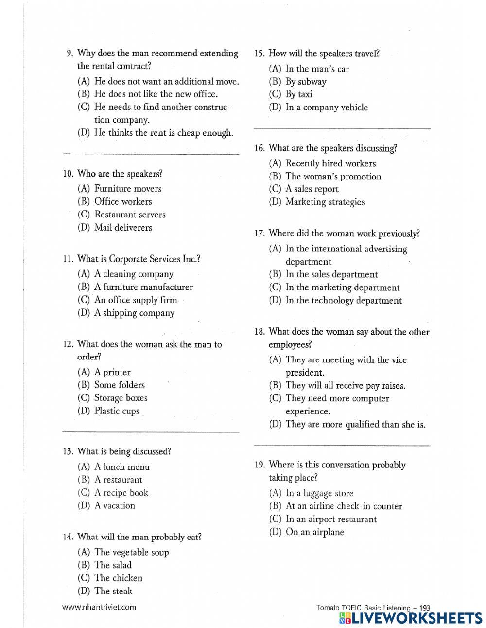 Review test listening part 3