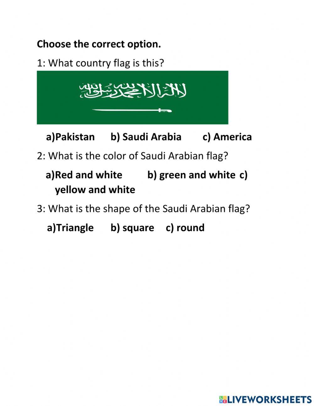 Saudi flag worksheet live worksheets