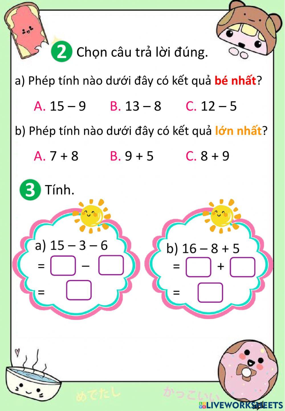 Toán - Luyện tập trang 55