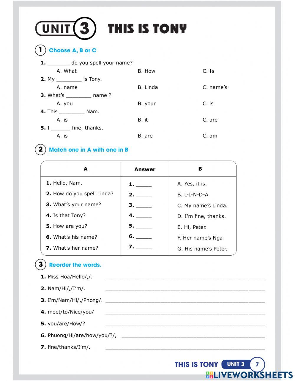 GRADE 3-UNIT 3- This is Tony