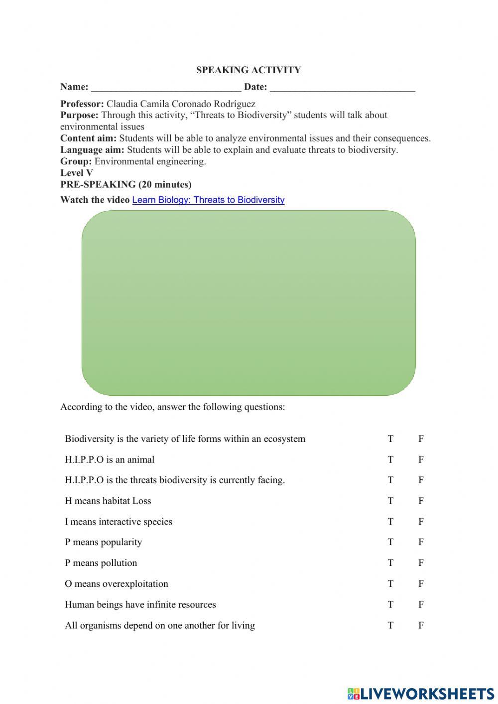 Threats to biodiversity