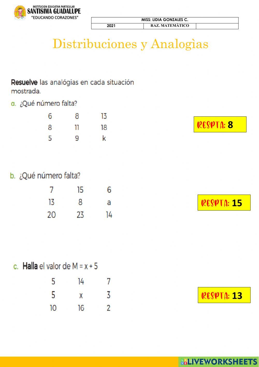Distribuciones y analogìas