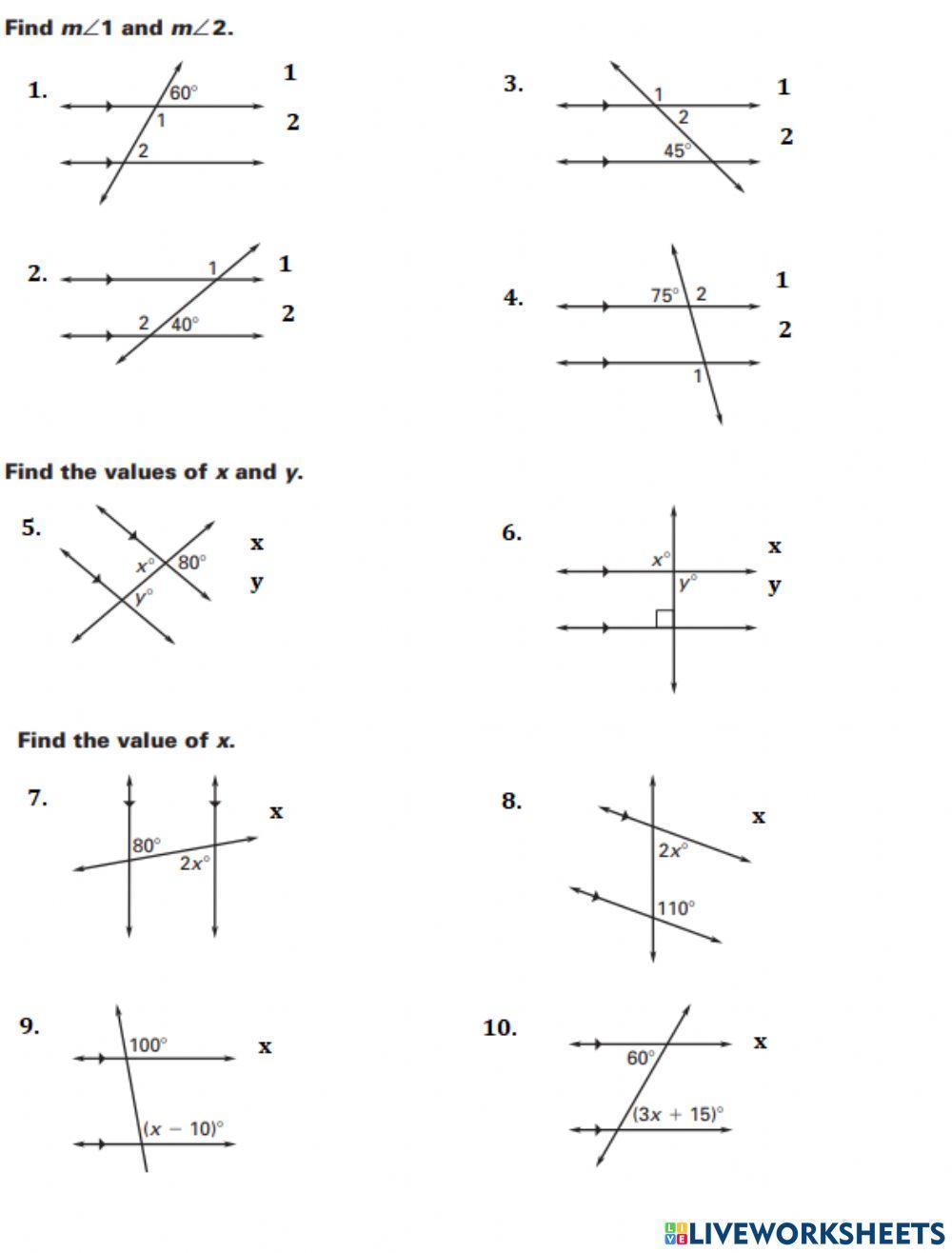 Parallel lines and transversals