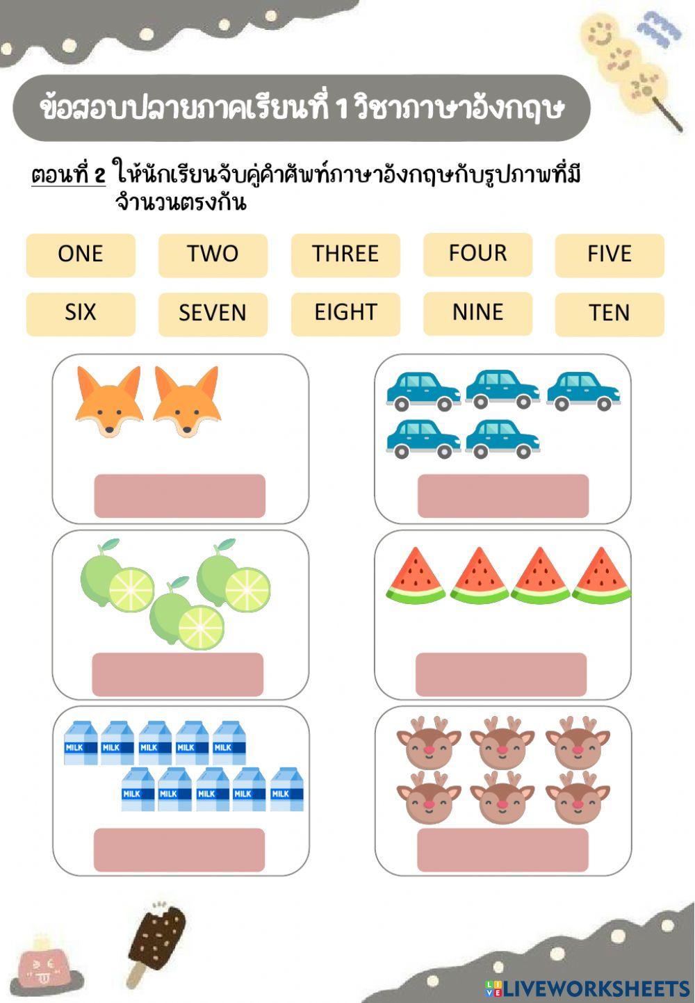 ข้อสอบปลายภาคเรียนที่ 1 วิชาภาษาอังกฤษ ป.1