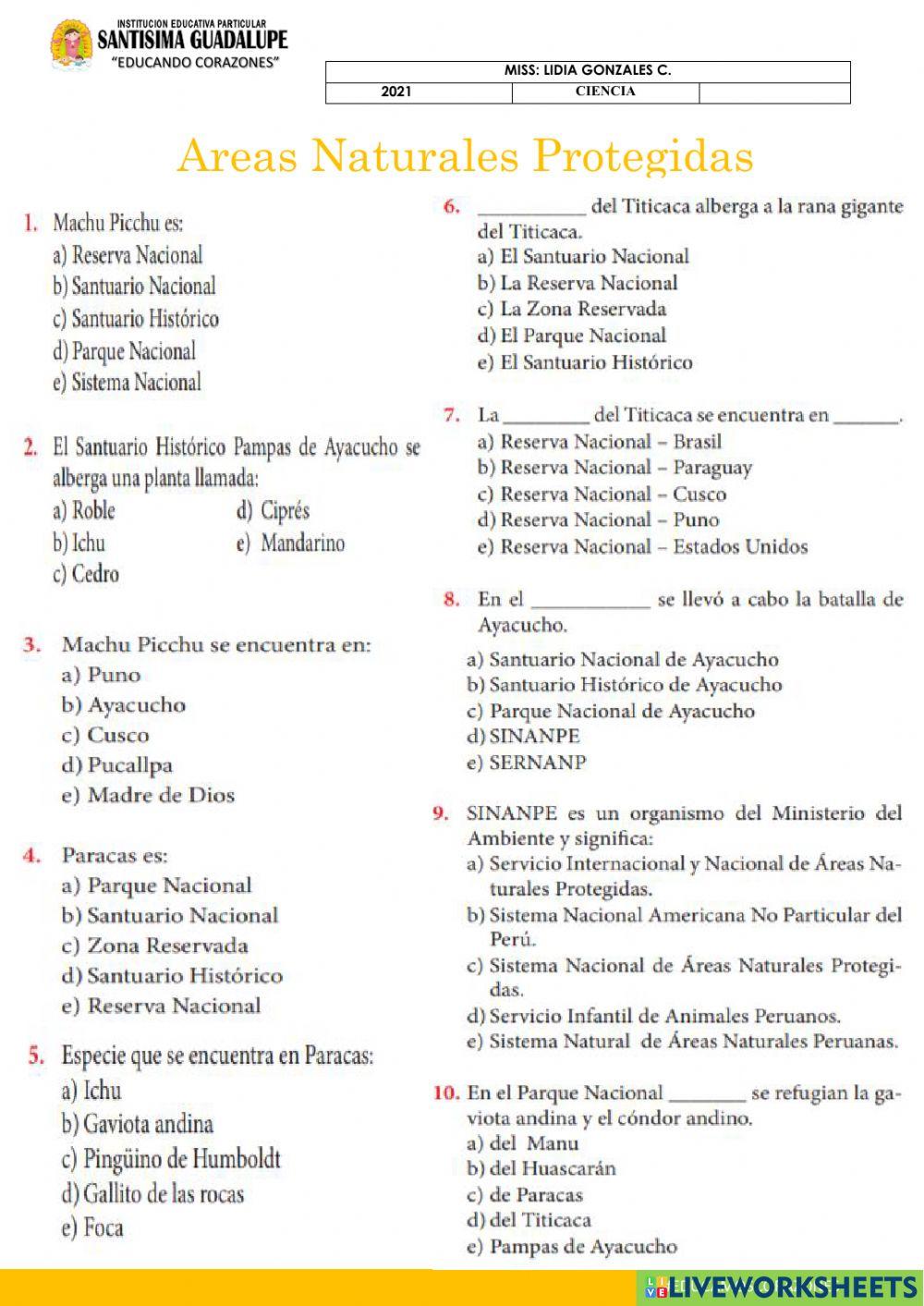 Areas naturales protegidas