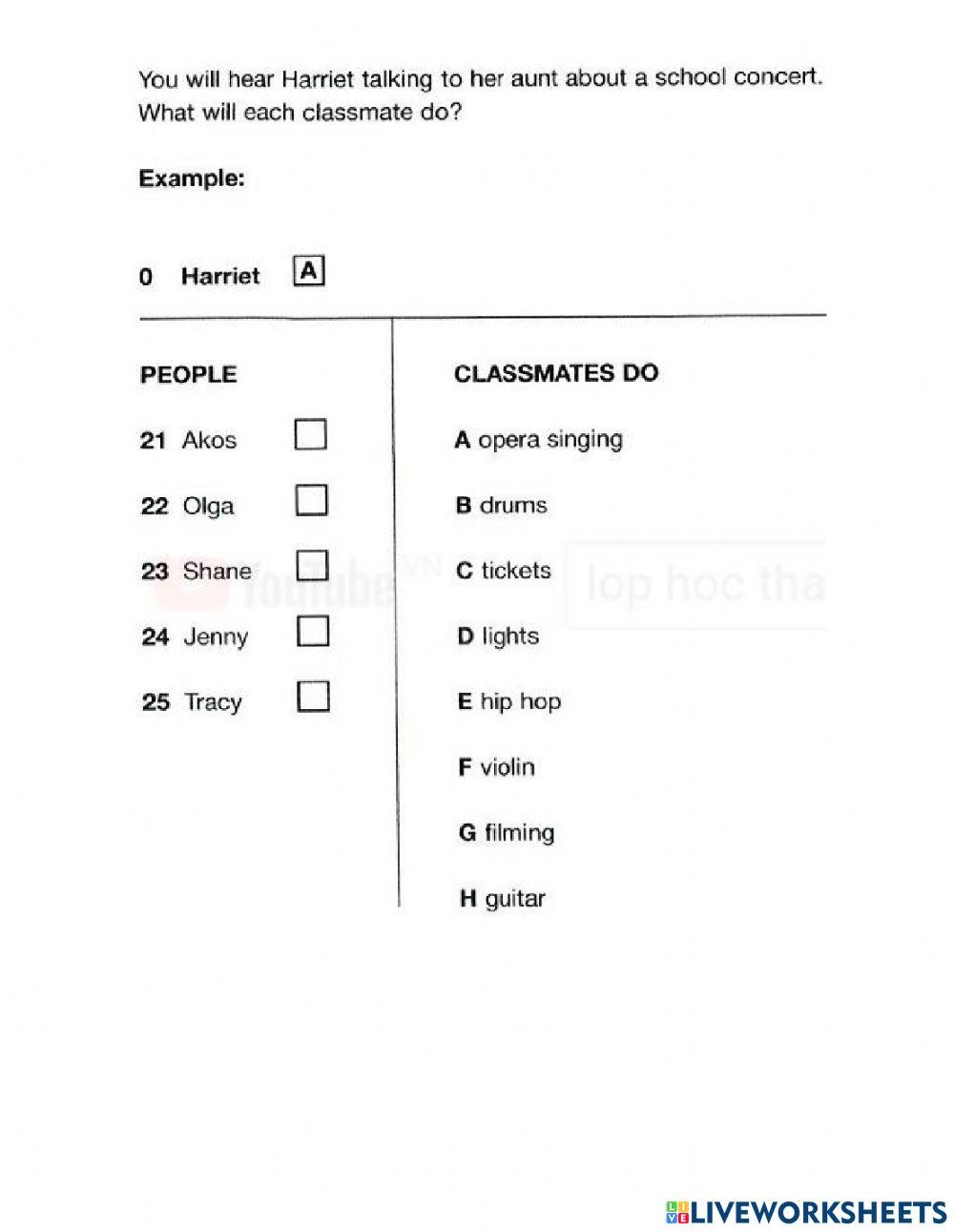 Music and cooking (8-10)