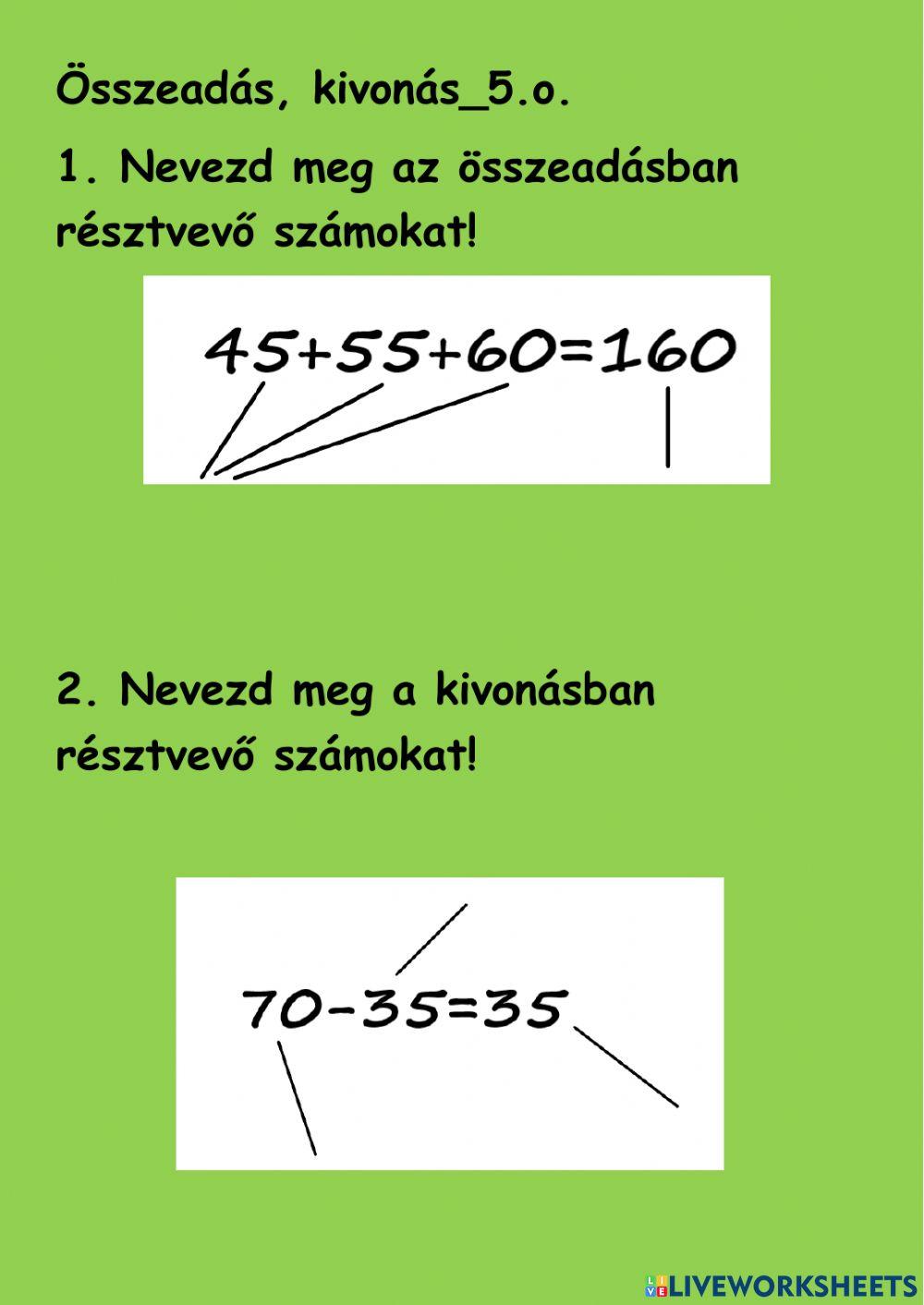 Összeadás, kivonás-5.o.