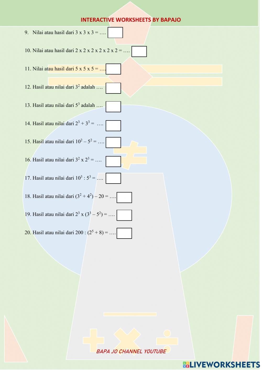Latihan Bilangan Berpangkat