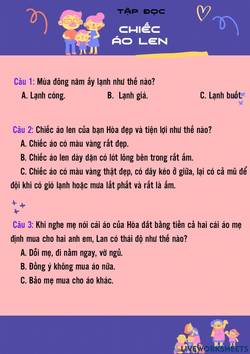 Tập đọc Chiếc áo len