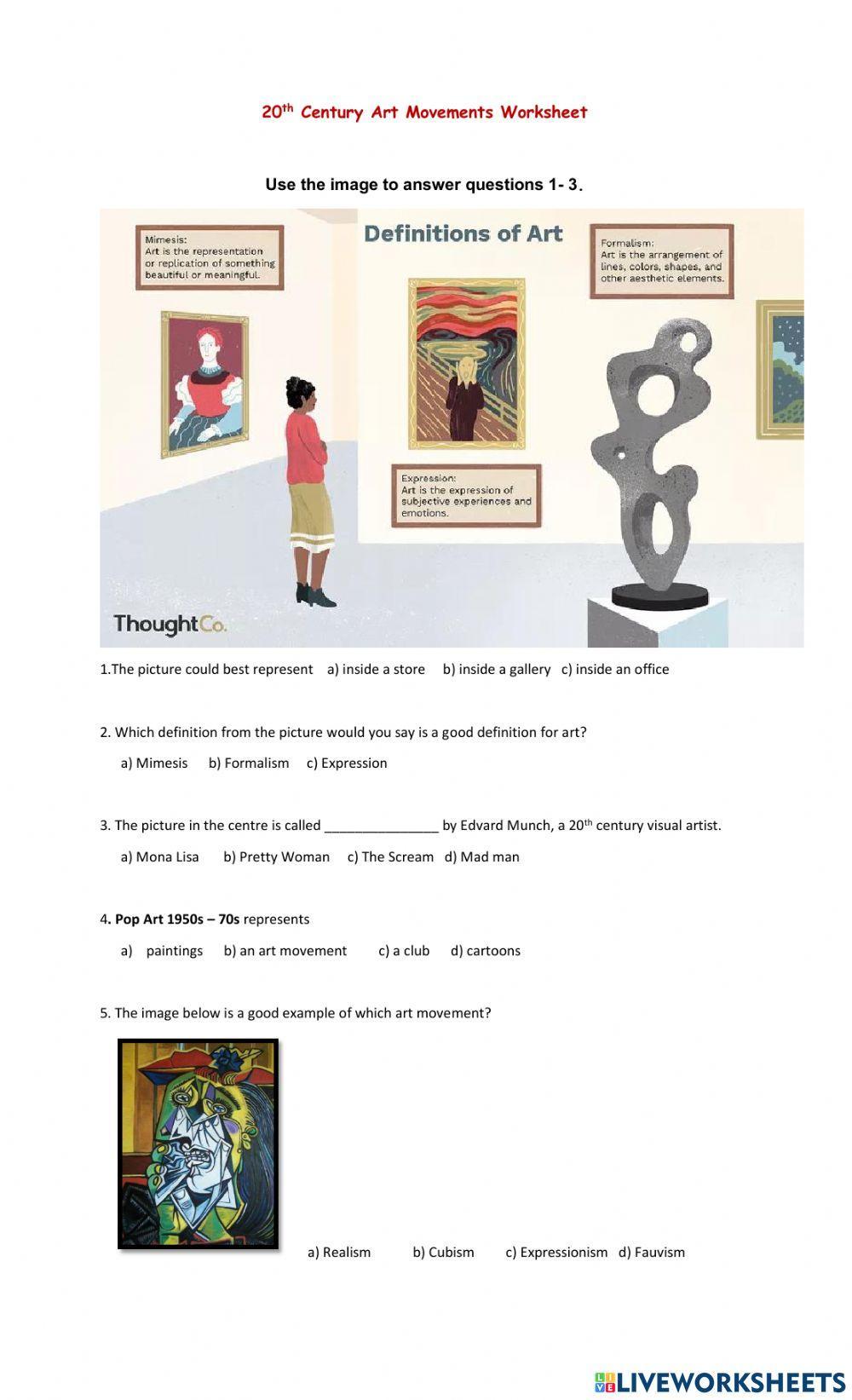pre-test-20th-century-art-movements-worksheet-online-exercise-for