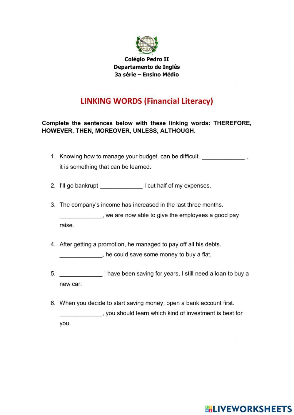 Linking Words - 3rd grade