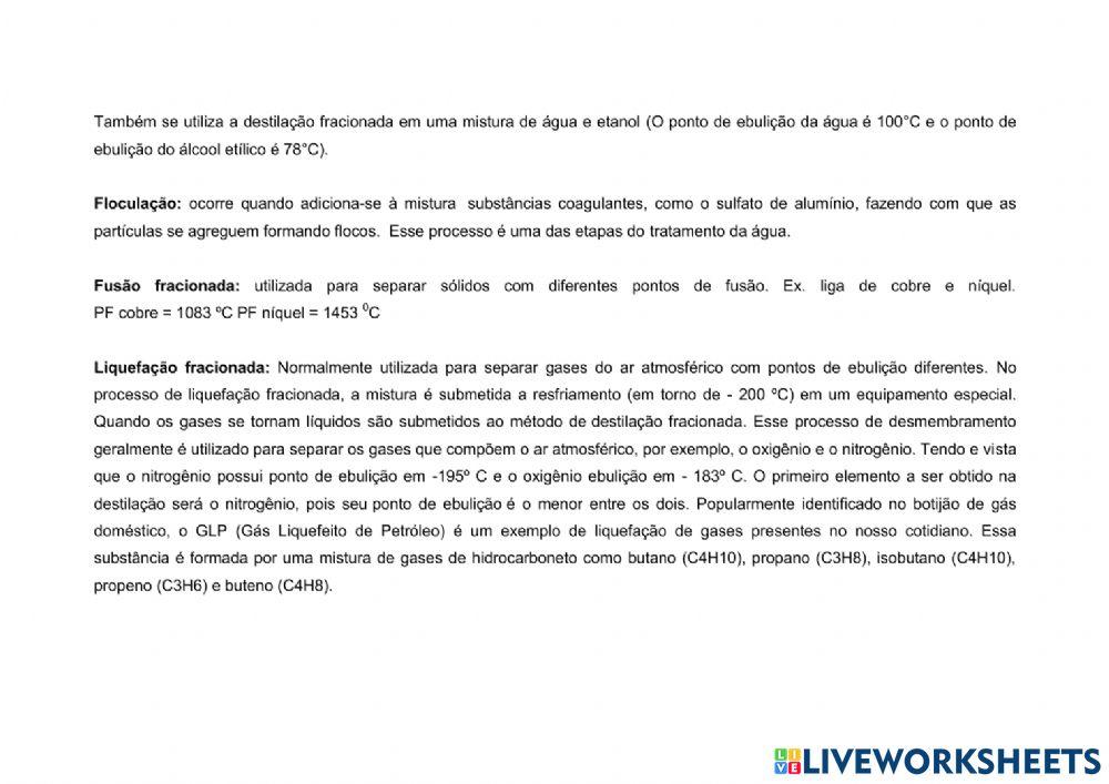 Separação de misturas