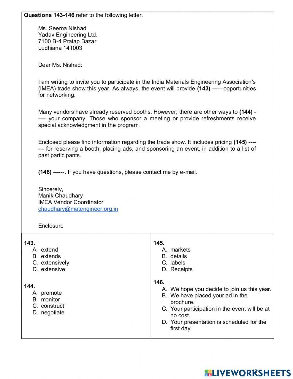 Midterm test toeic 2 reading